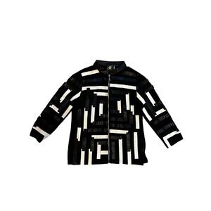 VECELLI Italy Black White Geometric Patchwork Light Jacket Women's M